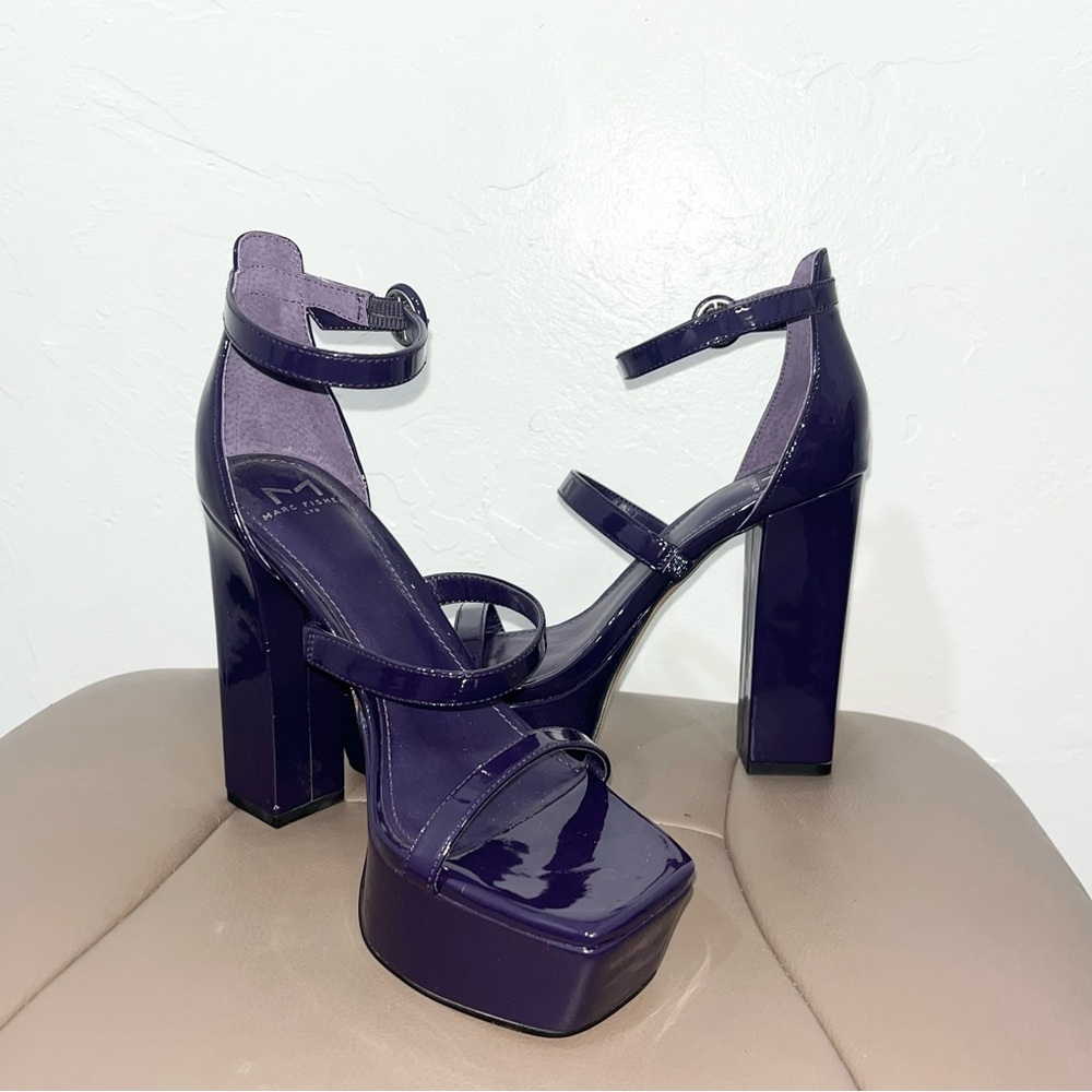 Marc Fisher Platform Open Toe High Heels Purple Strappy Size 7